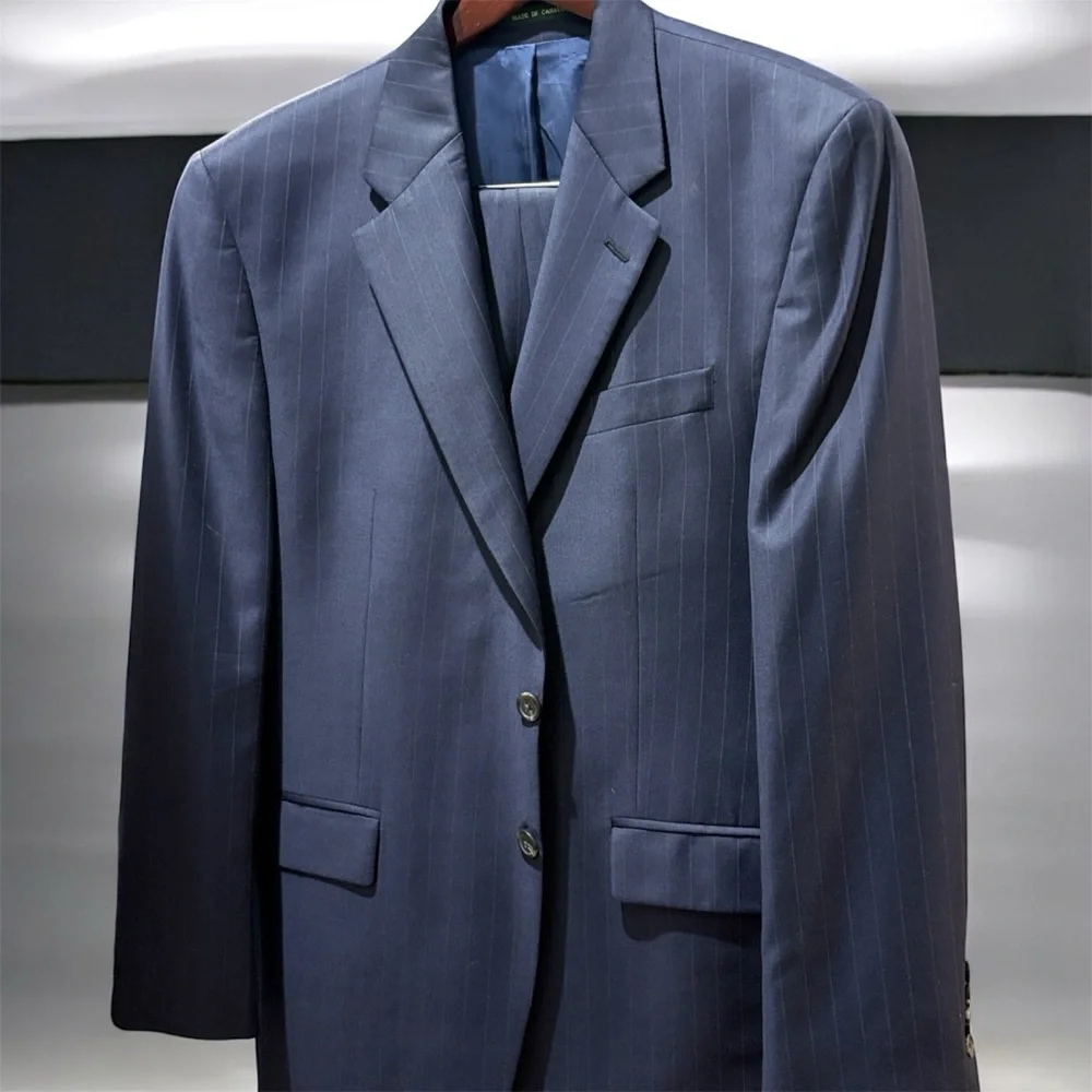 Ralph Lauren Navy Pinstripe Suit 42R and 36/30 pants - slightly imperfect cuff